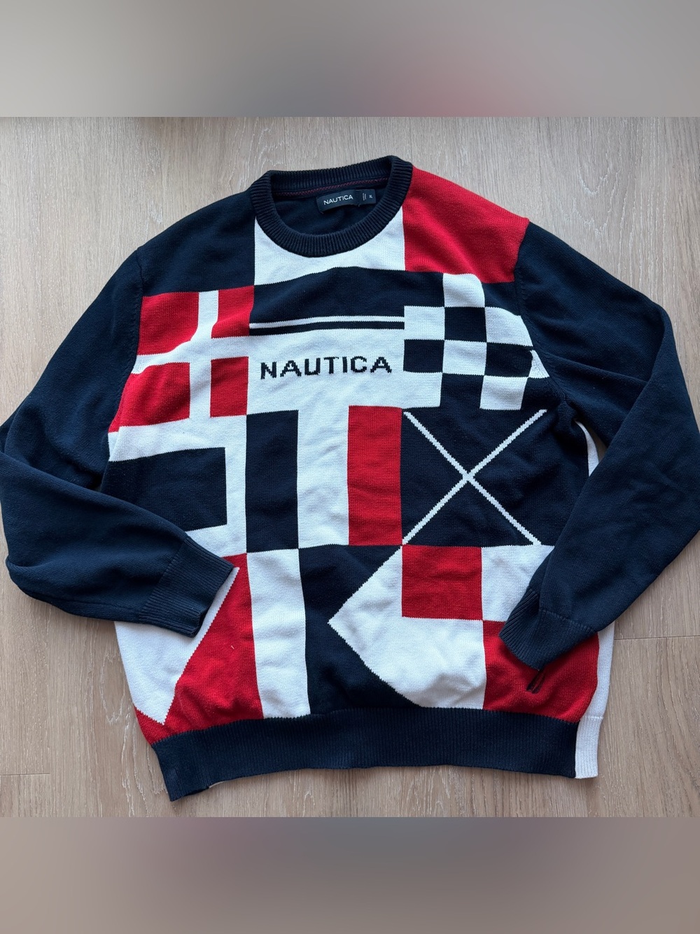 Nautica signature color block logo sweater